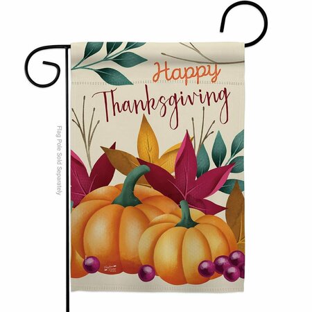 PATIO TRASERO 13 x 18.5 in. Pumpkin Thanksgiving Garden Flag with Fall Thanksgiving Double-Sided  Vertical Flags PA3875713